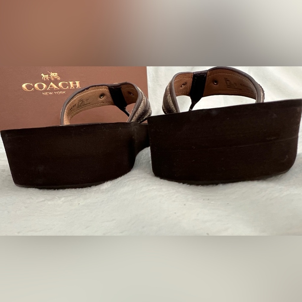 Authentic Vintage Coach Jasmine 12CM/Semi Mat CLF A5287 Brown Thong Sandals - Picture 5 of 11